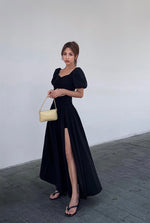Load image into Gallery viewer, Sweetheart Cutout High Slit Maxi Dress in Black