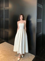 Load image into Gallery viewer, Padded Detachable Strap Bustier Dress in Cream