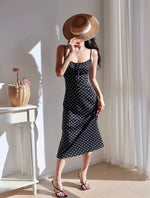 Load image into Gallery viewer, Polka Midi Dress in Black
