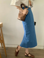 Load image into Gallery viewer, Korean Linen H-Line Skirt in Blue