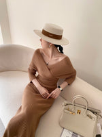 Load image into Gallery viewer, Knitted Midi Dress in Tan