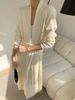 Load image into Gallery viewer, Light Knit Tie Maxi Cardigan in Cream