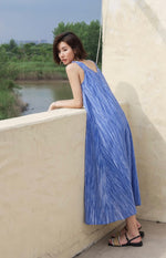 Load image into Gallery viewer, Textured Sleeveless Dress in Blue
