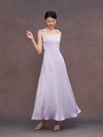 Load image into Gallery viewer, Long Bow Pocket Maxi Gown in Purple