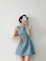 Load image into Gallery viewer, Tailored Mini Flare Dress in Blue