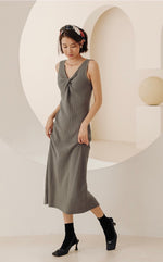 Load image into Gallery viewer, Light Knit Twist Sleeveless Dress in Grey