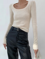 Load image into Gallery viewer, Classic Round Neck Knit Top in Cream