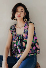 Load image into Gallery viewer, Floral Gathered Strap Bubble Top in Multi