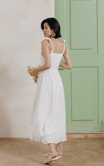 Load image into Gallery viewer, Eyelet Tie Strap Sun Dress in White