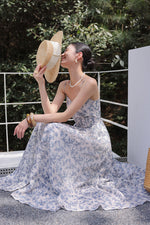 Load image into Gallery viewer, Floral Bustier Cami Dress in White/Blue