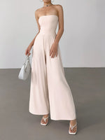 Load image into Gallery viewer, Bustier Stretch Maxi Jumpsuit in Cream- M