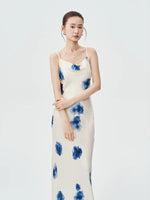 Load image into Gallery viewer, Floral Printed Drape Slip Dress in Cream