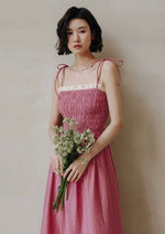 Load image into Gallery viewer, Tie Strap Smocked Dress in Pink