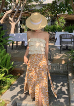 Load image into Gallery viewer, Printed Slit Tie Trousers in Orange