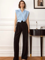 Load image into Gallery viewer, Light Knit Boxy Shoulder Button Top in Blue