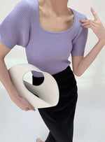 Load image into Gallery viewer, Ribbed Puff Sleeve Top in Purple