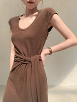 Load image into Gallery viewer, Tie Detail Maxi Dress in Brown