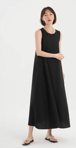 Load image into Gallery viewer, Button Back Tank Pocket Maxi Dress in Black