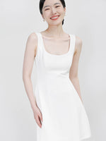 Load image into Gallery viewer, Tailored Stretch Tulip Dress in White