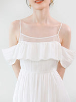 Load image into Gallery viewer, Crepe Off Shoulder Sleeve Pocket Dress in White