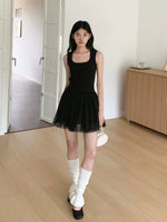 Load image into Gallery viewer, Square Neck Tulle Dress in Black
