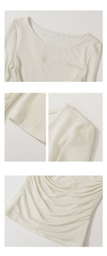 Load image into Gallery viewer, Tencel Blend Gathered Top in Cream