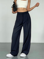 Load image into Gallery viewer, Classic Wide Leg Trousers in Navy