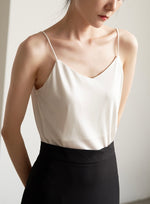 Load image into Gallery viewer, Classic V Neck Silky Camisole in White