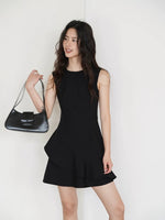 Load image into Gallery viewer, Sleeveless Tulip Mini Dress in Black