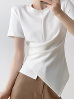 Load image into Gallery viewer, Gathered Asymmetric Top in White