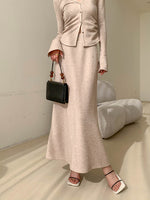 Load image into Gallery viewer, Cardigan + Maxi Mermaid Skirt in Oat