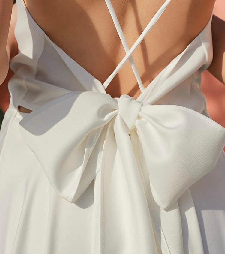 Sandstone Tie Maxi Dress in White