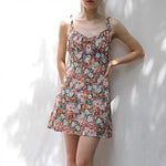 Load image into Gallery viewer, Antique Floral Cami Tie Mini Dress in Multi
