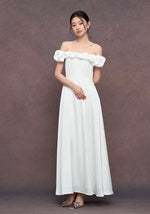 Load image into Gallery viewer, Tori Off Shoulder Bubble Maxi Dress in White