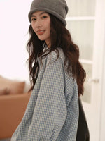 Load image into Gallery viewer, Oversized Checked Shirt in Blue