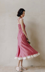 Load image into Gallery viewer, Tie Strap Smocked Dress in Pink