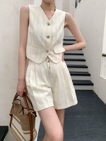 Load image into Gallery viewer, Tweed Textured Vest + Shorts Set