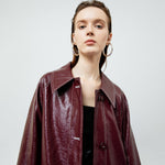 Load image into Gallery viewer, Bria Faux Leather Trench Coat in Maroon