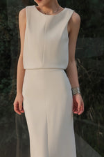 Load image into Gallery viewer, Sleeveless Line Dress in Cream