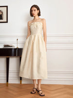 Load image into Gallery viewer, Textured Bustier A-Line Dress in Yellow