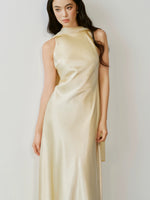 Load image into Gallery viewer, Multi-Way Sheer Drape Satin Gown in Yellow