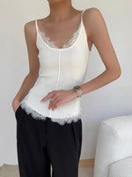 Load image into Gallery viewer, Light Knit Lace Camisole in Cream