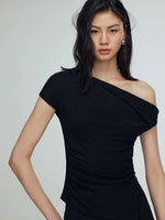 Load image into Gallery viewer, Toga Stretch Tee Top in Black