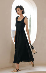 Load image into Gallery viewer, Scallop Lace Edge Sleeveless Dress in Black