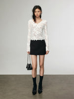 Load image into Gallery viewer, Long Sleeve Lace Top in White