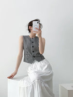 Load image into Gallery viewer, Checked Tailored Vest in Black/White