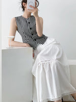 Load image into Gallery viewer, Checked Tailored Vest in Black/White