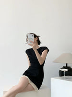 Load image into Gallery viewer, Sheath Ruffle Hem Dress in Black