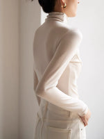 Load image into Gallery viewer, Side Line Turtleneck Top in Cream