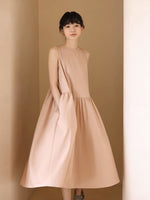 Load image into Gallery viewer, Drop Waist Tie Back Midi Dress in Pink